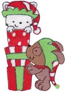 Picture of Xmas Cat & Dog Machine Embroidery Design