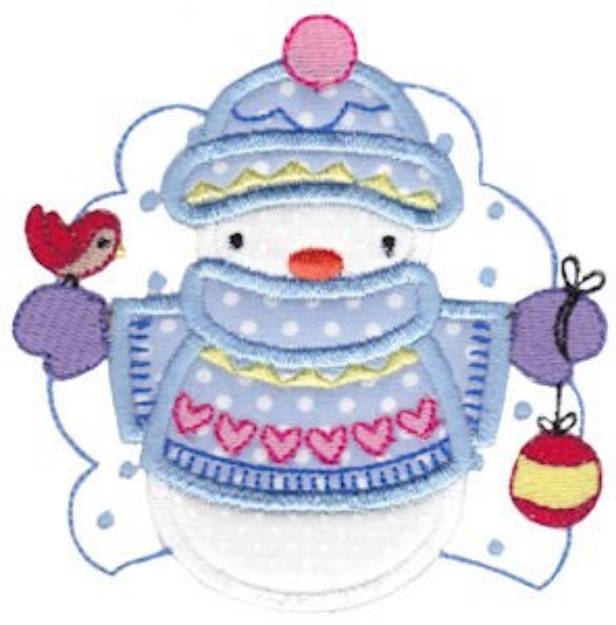 Picture of Applique Snow Man Machine Embroidery Design