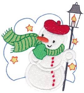 Picture of Snow Man Applique Machine Embroidery Design