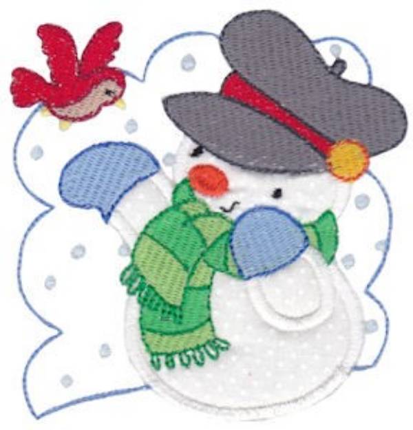 Picture of Bird Snowman Applique Machine Embroidery Design