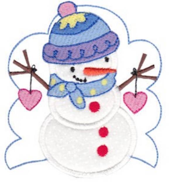 Picture of Heart Snowman Applique Machine Embroidery Design