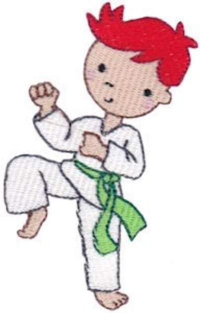 Picture of Karate Boy Kick Machine Embroidery Design