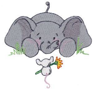 Picture of Elephant & Mouse Machine Embroidery Design