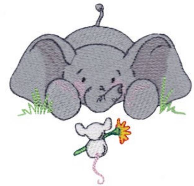 Picture of Elephant & Mouse Machine Embroidery Design
