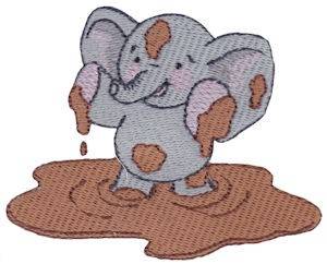 Picture of Elephant In Mud Machine Embroidery Design