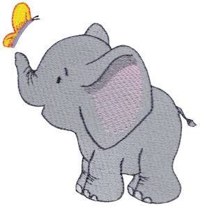 Picture of Elephant & Butterfly Machine Embroidery Design