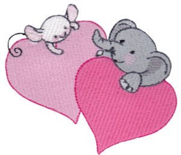 Picture of Elephant Love Machine Embroidery Design
