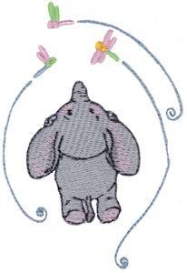 Picture of Elephant & Dragonflies Machine Embroidery Design