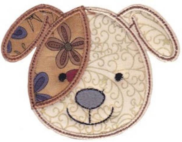 Picture of Dog Face Applique Machine Embroidery Design