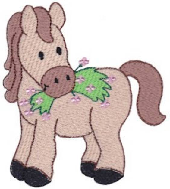 Picture of Horse Eating Grass Machine Embroidery Design