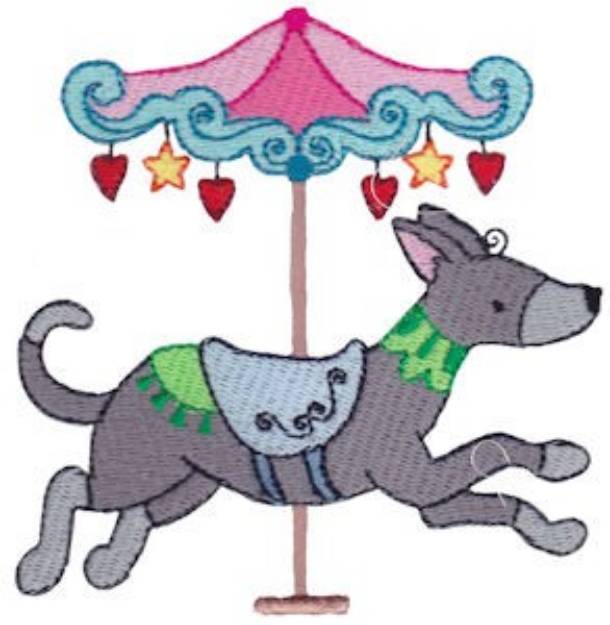 Picture of Carousel Dog Machine Embroidery Design