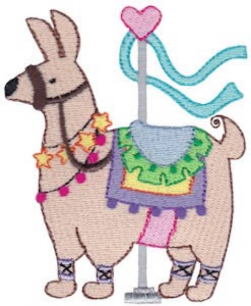Picture of Carousel Llama Machine Embroidery Design