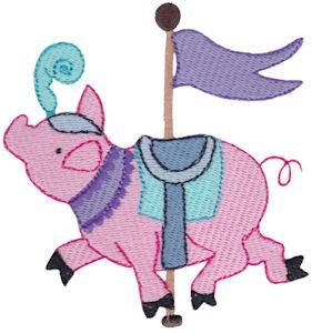 Picture of Carousel Pig Machine Embroidery Design