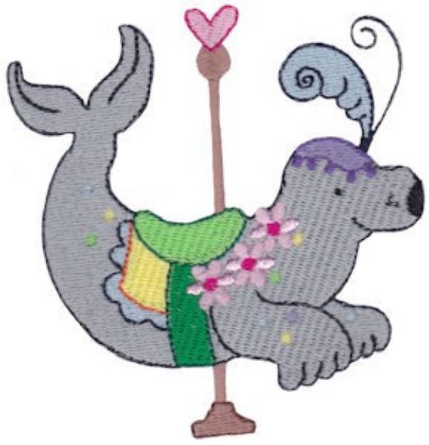 Picture of Carousel Seal Machine Embroidery Design