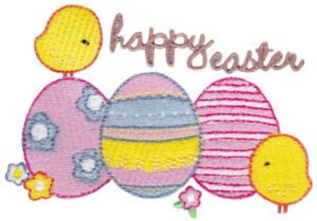 Picture of Happy Easter Chicks Machine Embroidery Design