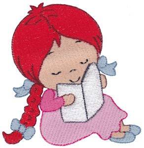 Picture of Girls Love Reading Machine Embroidery Design