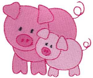 Picture of Little Piggy and Big Piggy Machine Embroidery Design