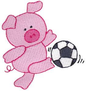 Picture of Little Piggy Soccer Machine Embroidery Design