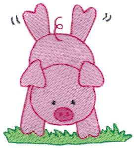 Picture of Little Piggy Handstand Machine Embroidery Design