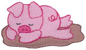 Picture of Little Piggy Nap Machine Embroidery Design
