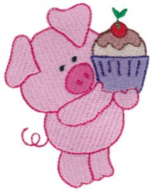 Picture of Little Piggy Cupcake Machine Embroidery Design
