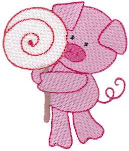 Picture of Little Piggy Lollipop Machine Embroidery Design