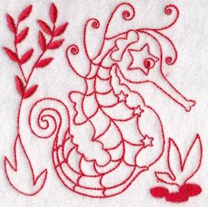 Picture of Seahorse Redwork Machine Embroidery Design
