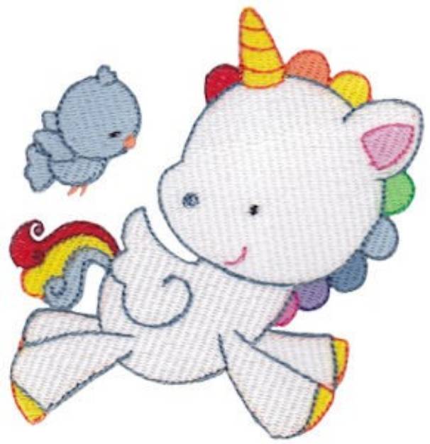 Picture of Magical Unicorn and Bird Machine Embroidery Design