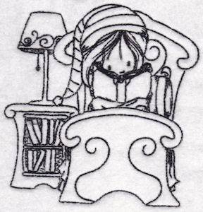 Picture of Girl In Bed Machine Embroidery Design