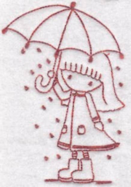 Picture of Umbrella Girl Machine Embroidery Design