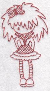 Picture of Redwork Teen Girl Machine Embroidery Design