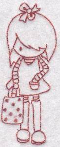 Picture of Teen Girl Redwork Machine Embroidery Design