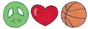Picture of Peace Love Basketball Machine Embroidery Design