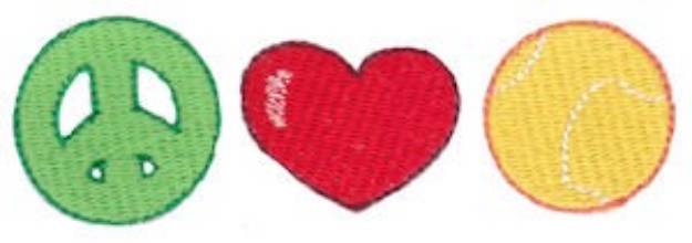 Picture of Peace Love Tennis Machine Embroidery Design