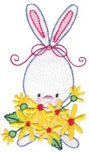 Picture of Rabbit & Flowers Machine Embroidery Design