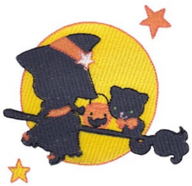 Picture of Witch & Cat Machine Embroidery Design