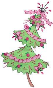 Picture of Pink Bow Tree Machine Embroidery Design