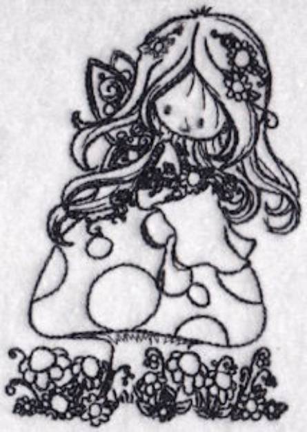 Picture of Redwork Fairy Machine Embroidery Design