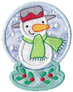 Picture of Snowglobe Snowman Machine Embroidery Design