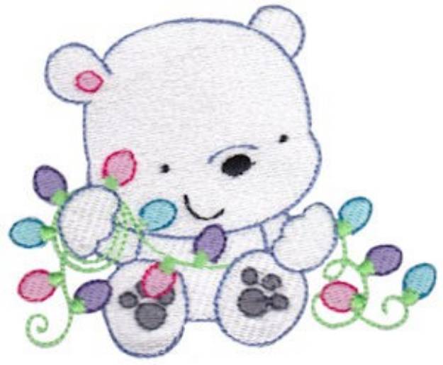 Picture of Polar Bear & Lights Machine Embroidery Design