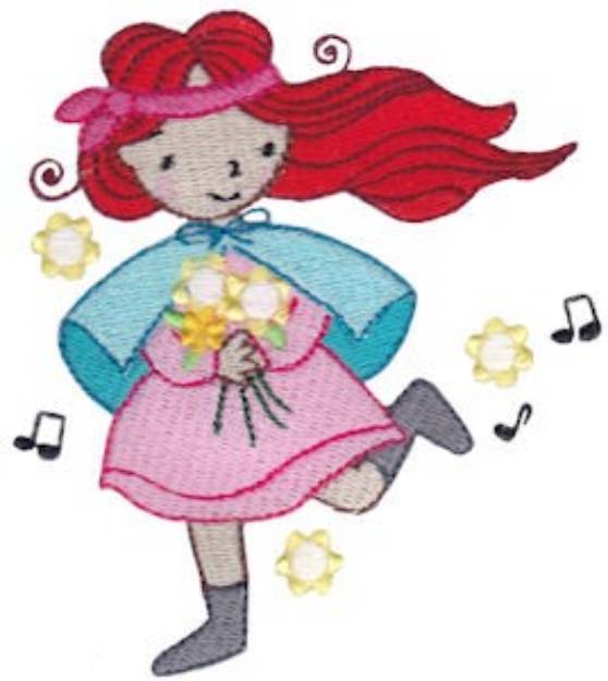 Picture of Musical Flower Girl Machine Embroidery Design