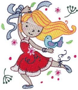Picture of Blonde Flower Girl Machine Embroidery Design