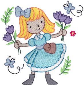 Picture of Blonde Flower Girl Machine Embroidery Design