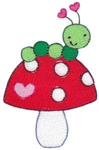 Picture of Valentines Mushroom & Caterpillar Machine Embroidery Design