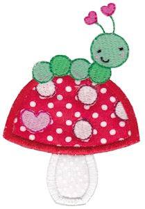Picture of Applique Mushroom & Caterpillar Machine Embroidery Design