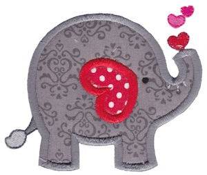Picture of Applique Valentines Day Elephant Machine Embroidery Design
