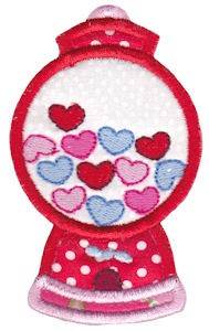 Picture of Applique Valentines Gumball Machine Machine Embroidery Design