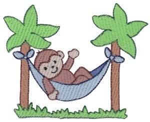 Picture of Beach Lounging Monkey Machine Embroidery Design