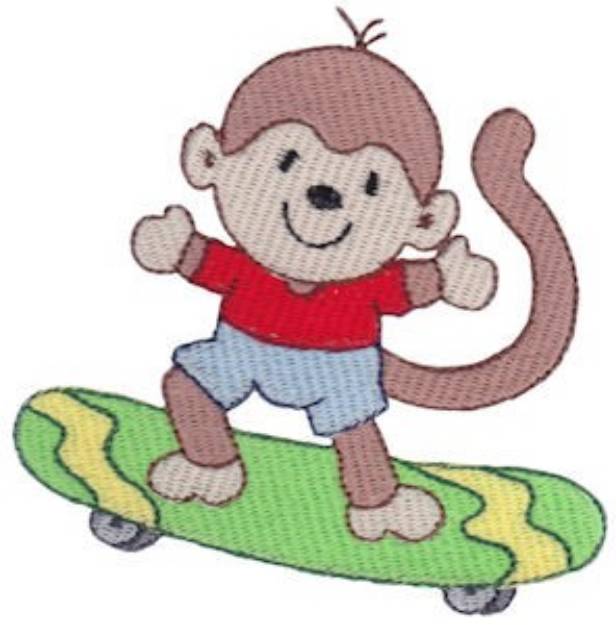 Picture of Skateboarding Monkey Machine Embroidery Design