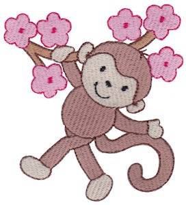 Picture of Cherry Blossom Monkey Machine Embroidery Design